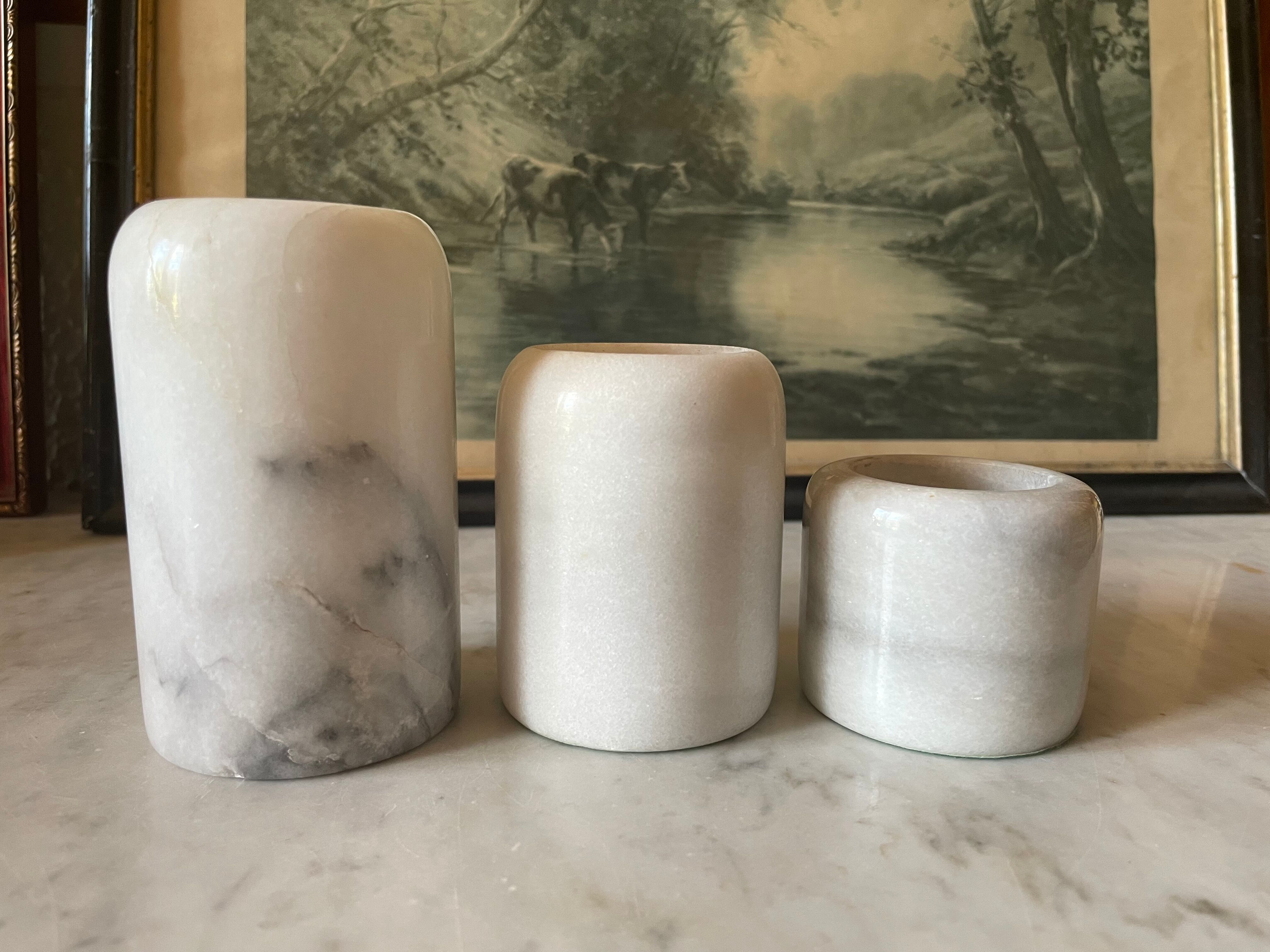 Series of marble candlesticks