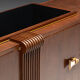 Art Deco walnut sideboard with brass details and sculptural base, France, 1930s