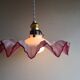 Suspension, abat-jour en verre rose
