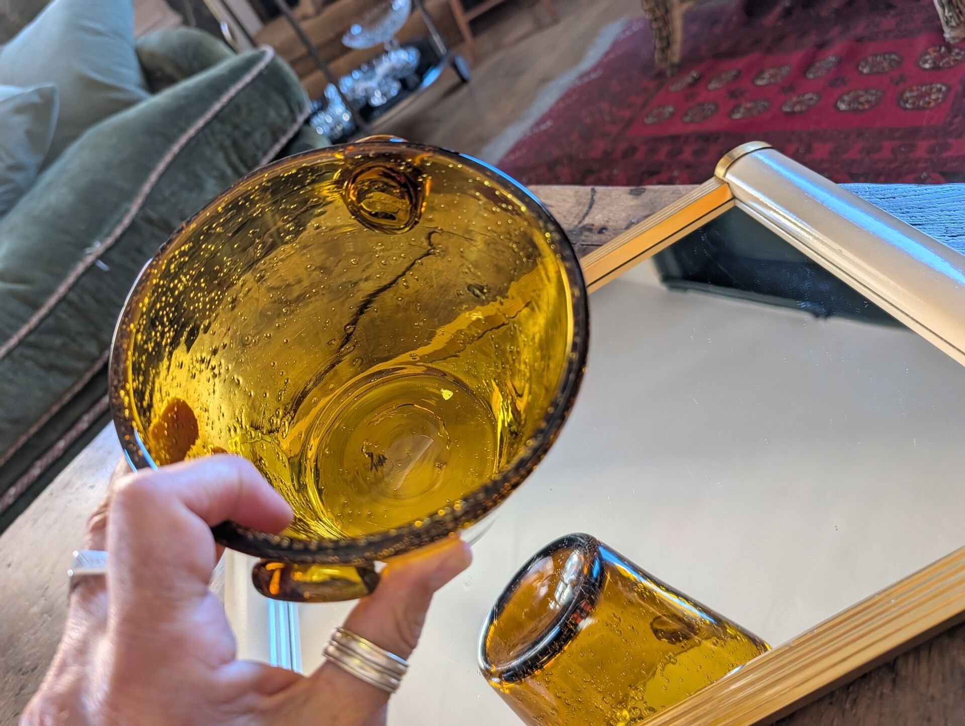 La Rochère – Amber bubble ice bucket from the 1970s