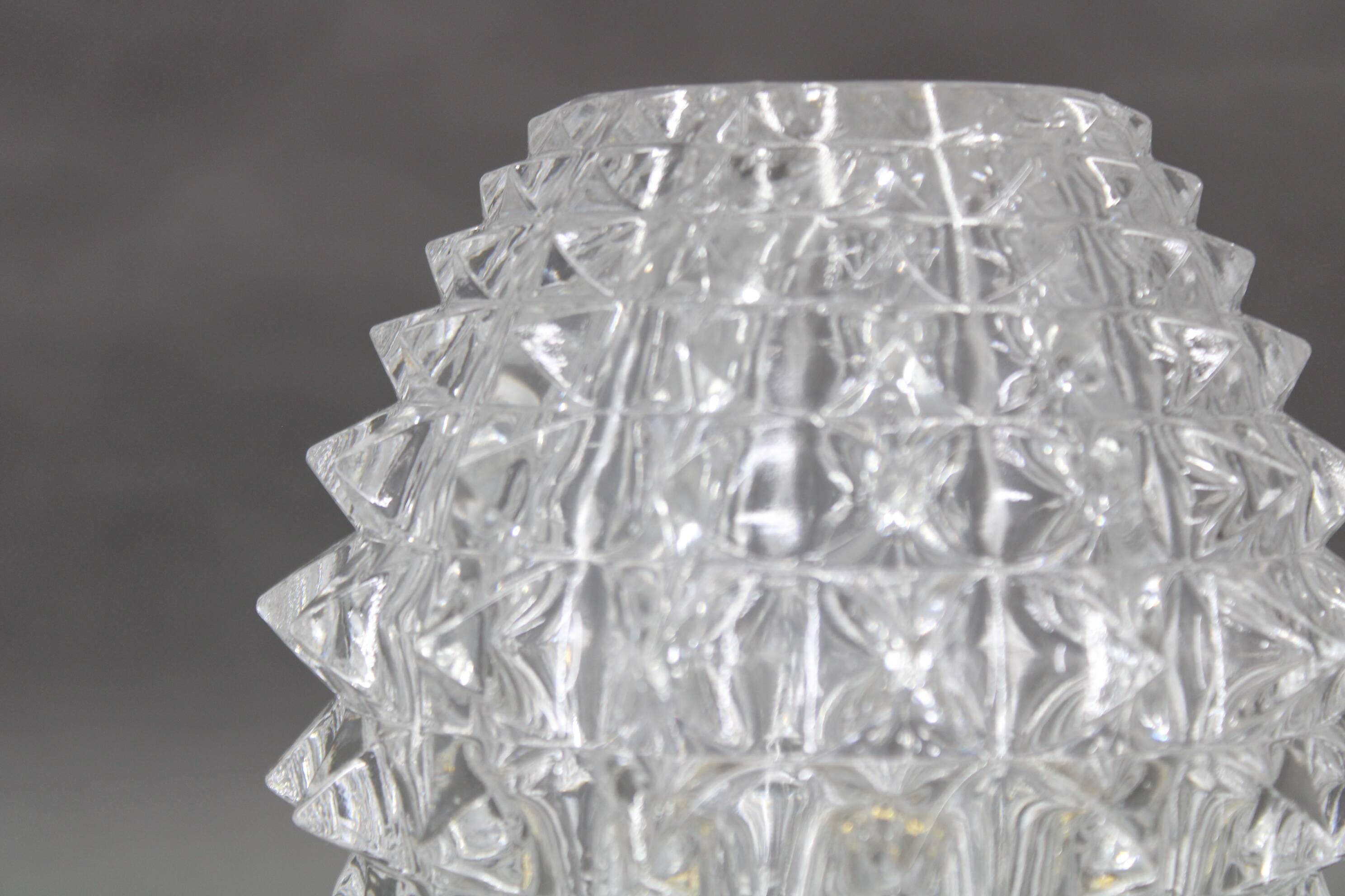 Pair of 1970s mid-century Czech table lamps with prismatic glass shades