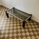 Table basse chromée bois et verre fumé années 70