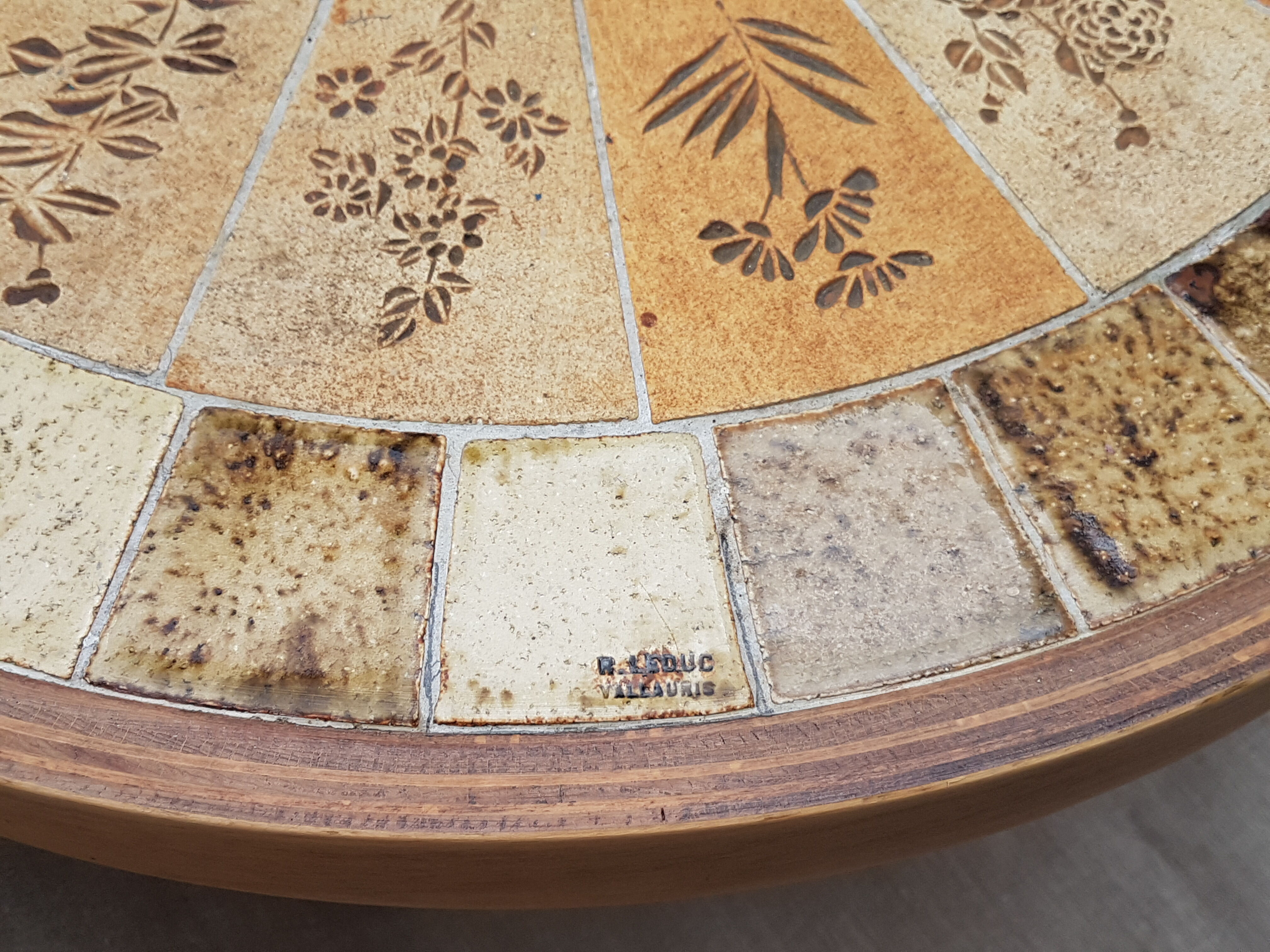 Vintage ceramic coffee table by Vallauris by R Leduc