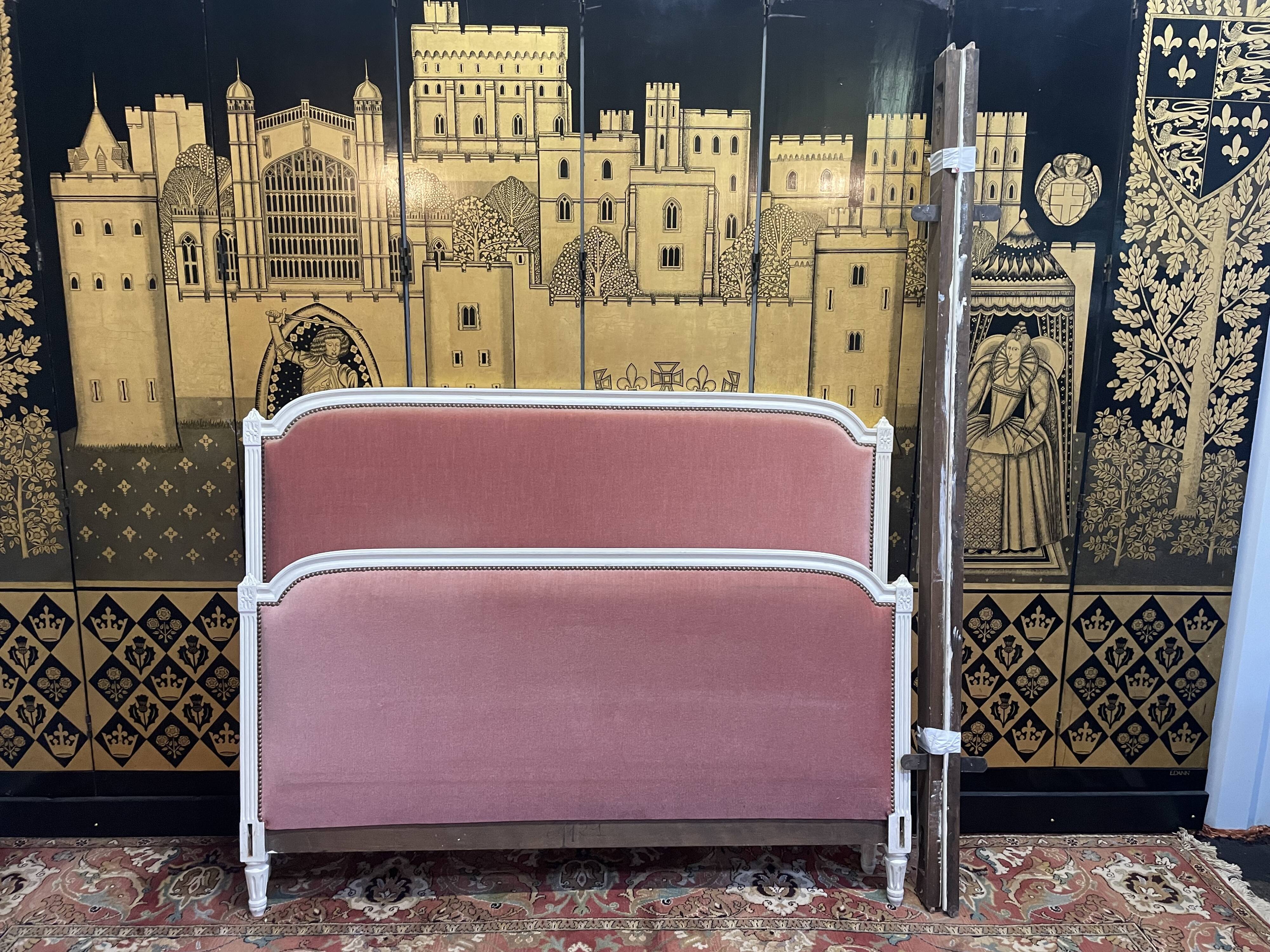 Upholstered bed Louis XVI style pink velvet