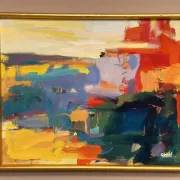 Original Oil on Canvas – “Abstract” by Ubaid Syed – Signed – Vintage & Framed – 53 × 43 cm (20.9" × 16.9")