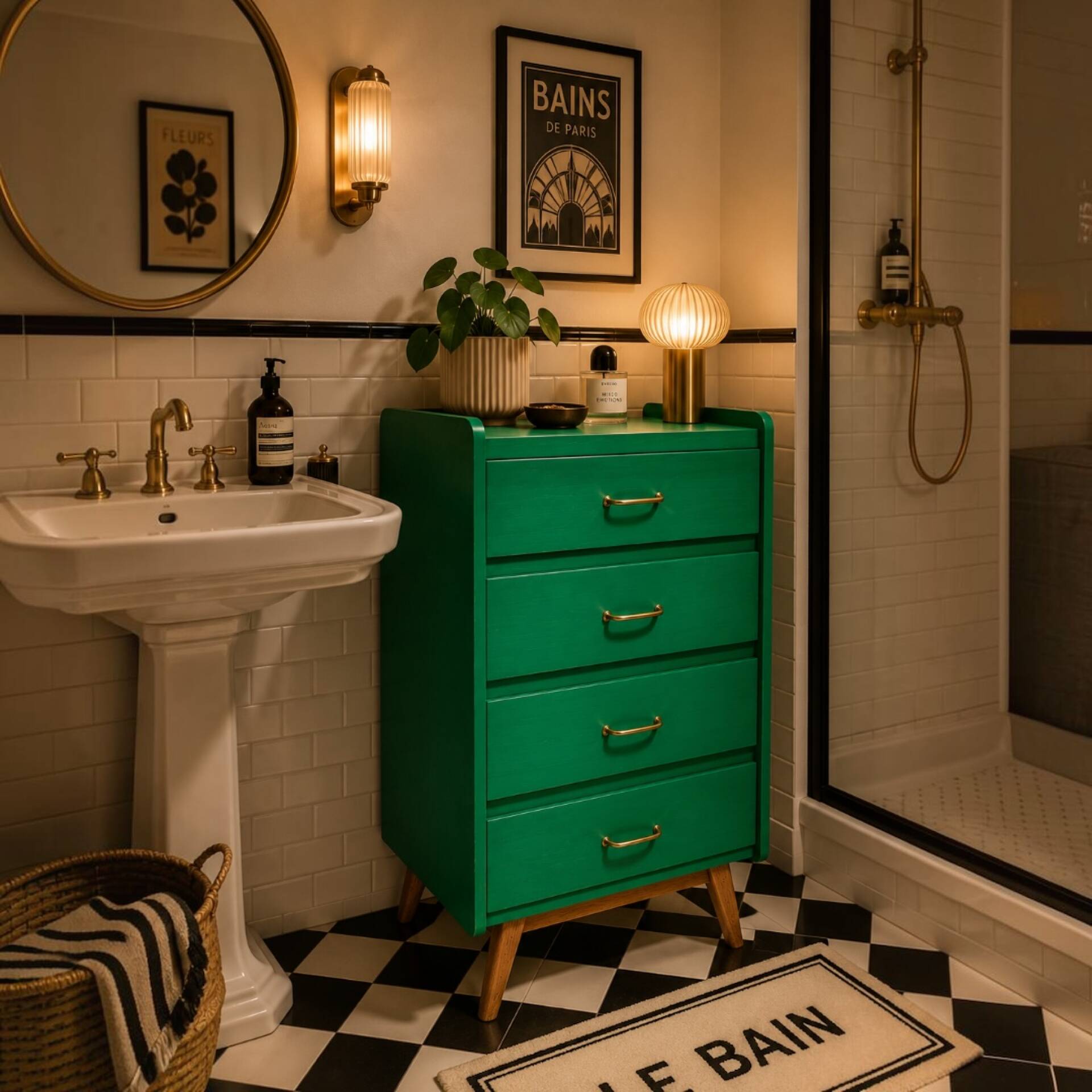 Commode vintage pieds compas 1960