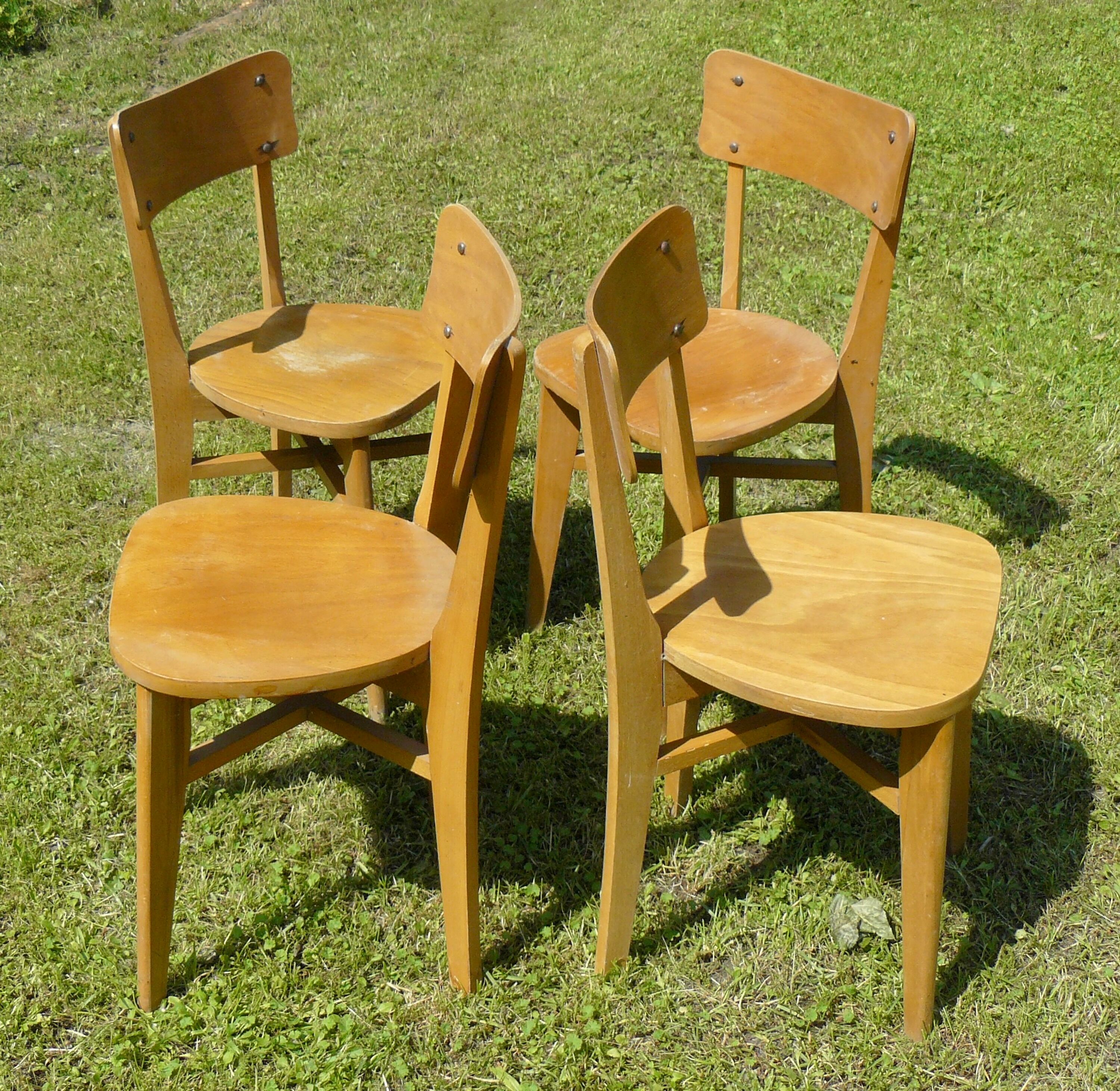 Série de 4 chaises bistrot vintage 1940
