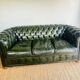 Chesterfield 3 seater sofa in English green leather