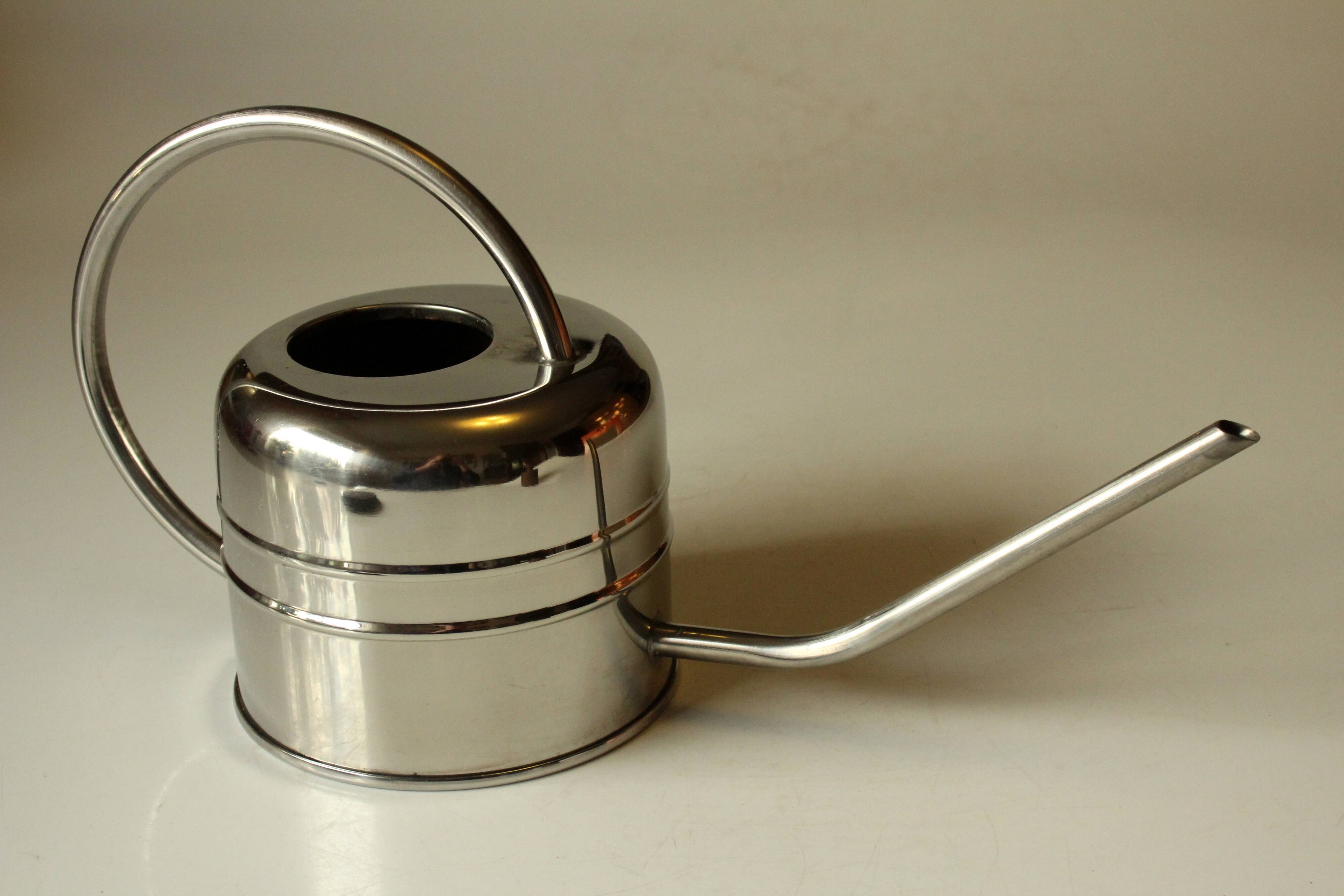 Stainless steel watering can, complete usuable, vintage from the 1970s