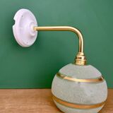 Applique globe vintage en verre granité vert et or