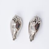 Salt and pepper salt pepper metal silvery in the form of duck art deco style