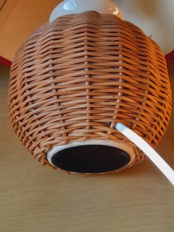 Rattan and ceramic lamp