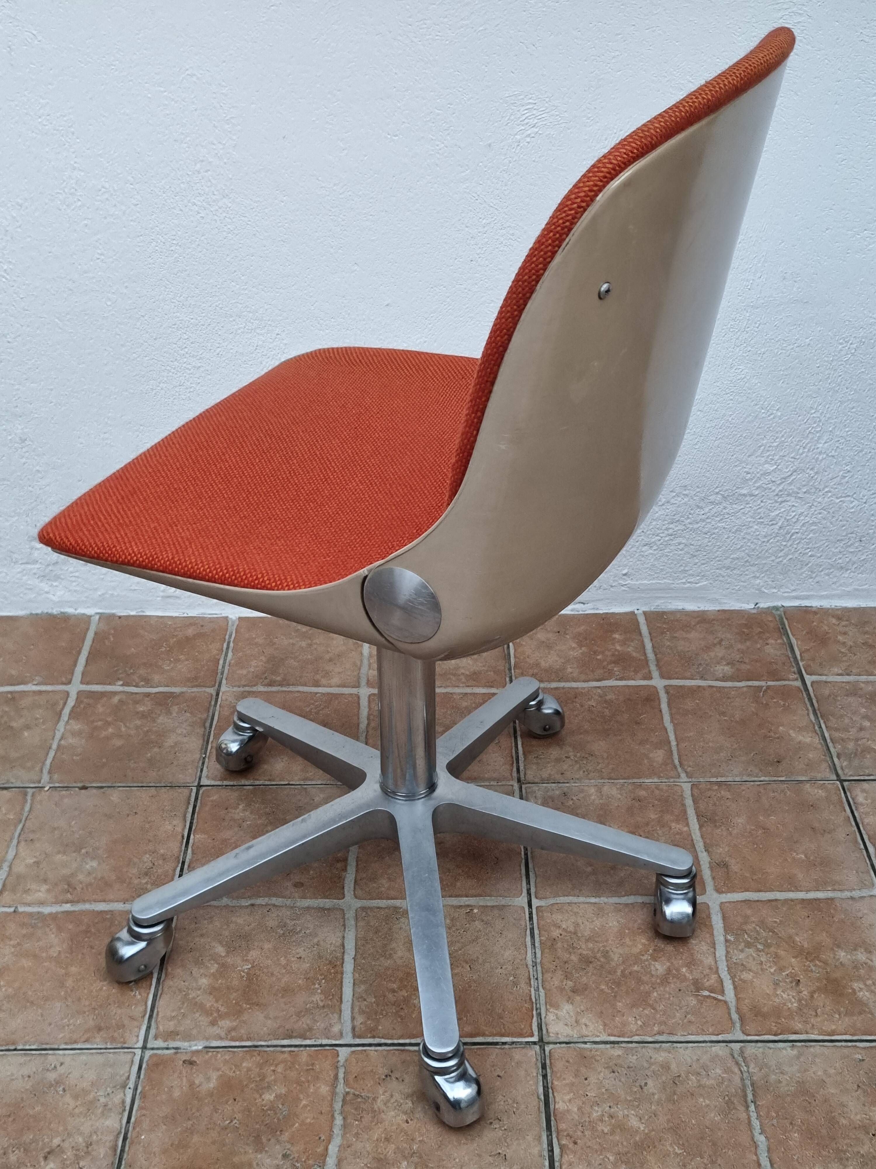 Vintage Wilkhahn Office Chair Model 2101, Orange, Aluminum and Fiberglass Frame