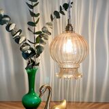Vintage amber glass globe pendant light