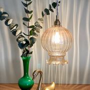 Vintage amber glass globe pendant light