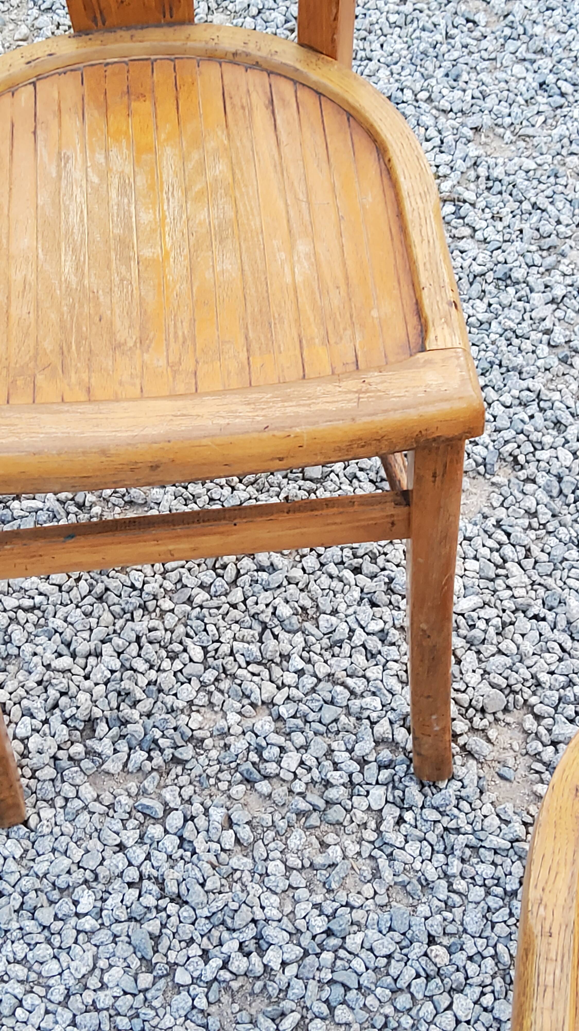 Set of 4 bistro chairs in beech and blond oak from the 50s