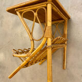 Rattan magazine holder table