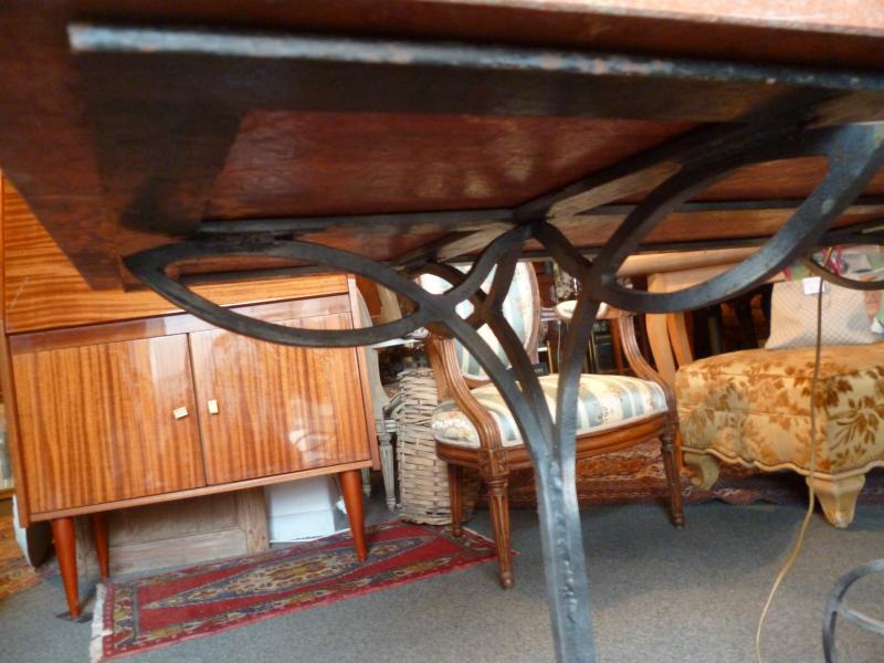 Wrought iron and marble console table