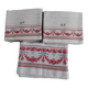 Large red and white tablecloth 1m95x2m85 and its 12 monogrammed “gf” napkins