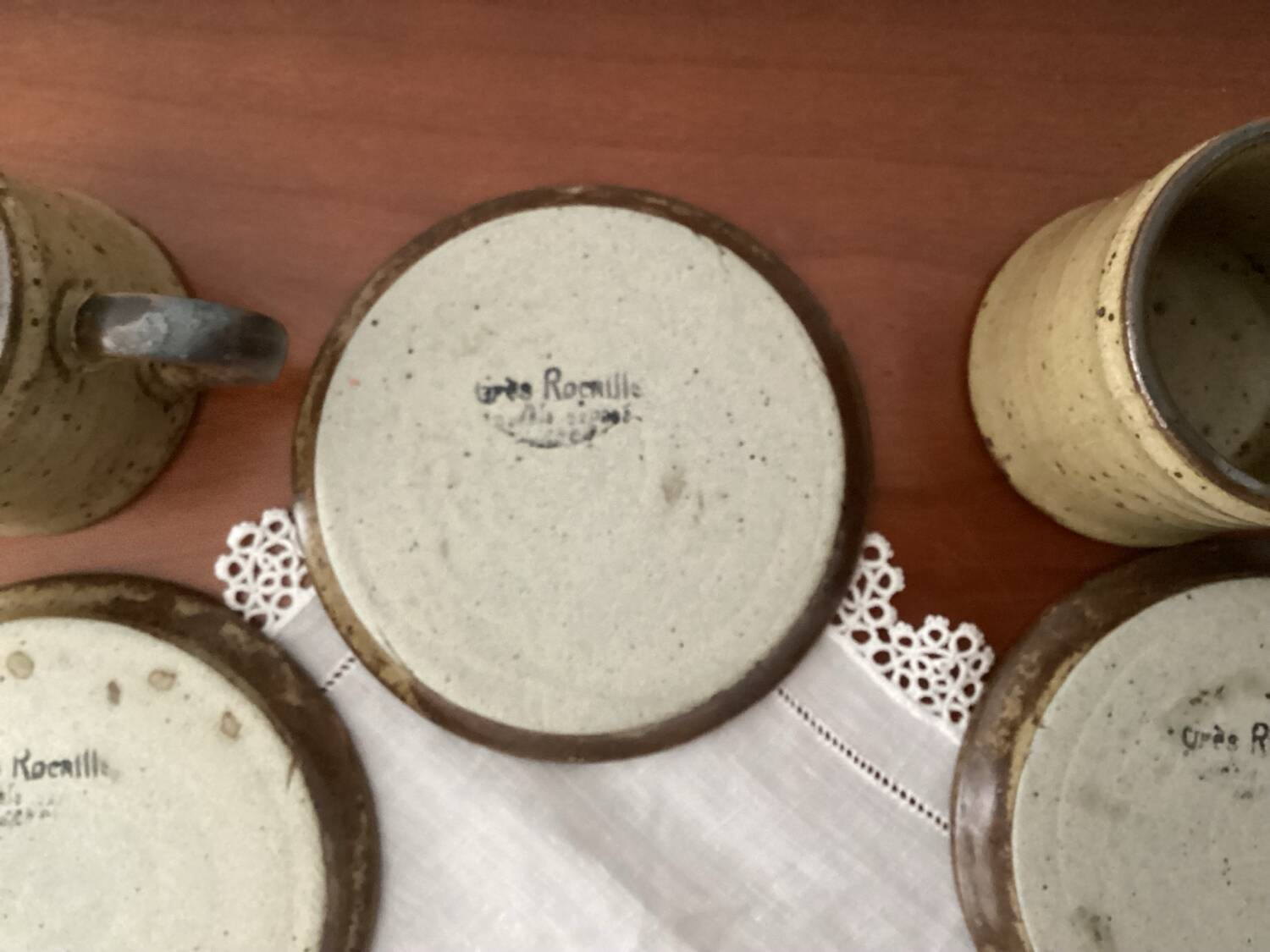 Stoneware Rocaille Cups and Saucers