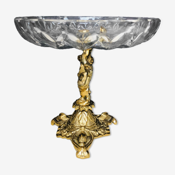 Standing cup in crystal and gilded bronze