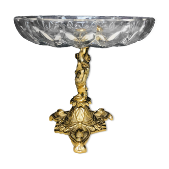 Standing cup in crystal and gilded bronze