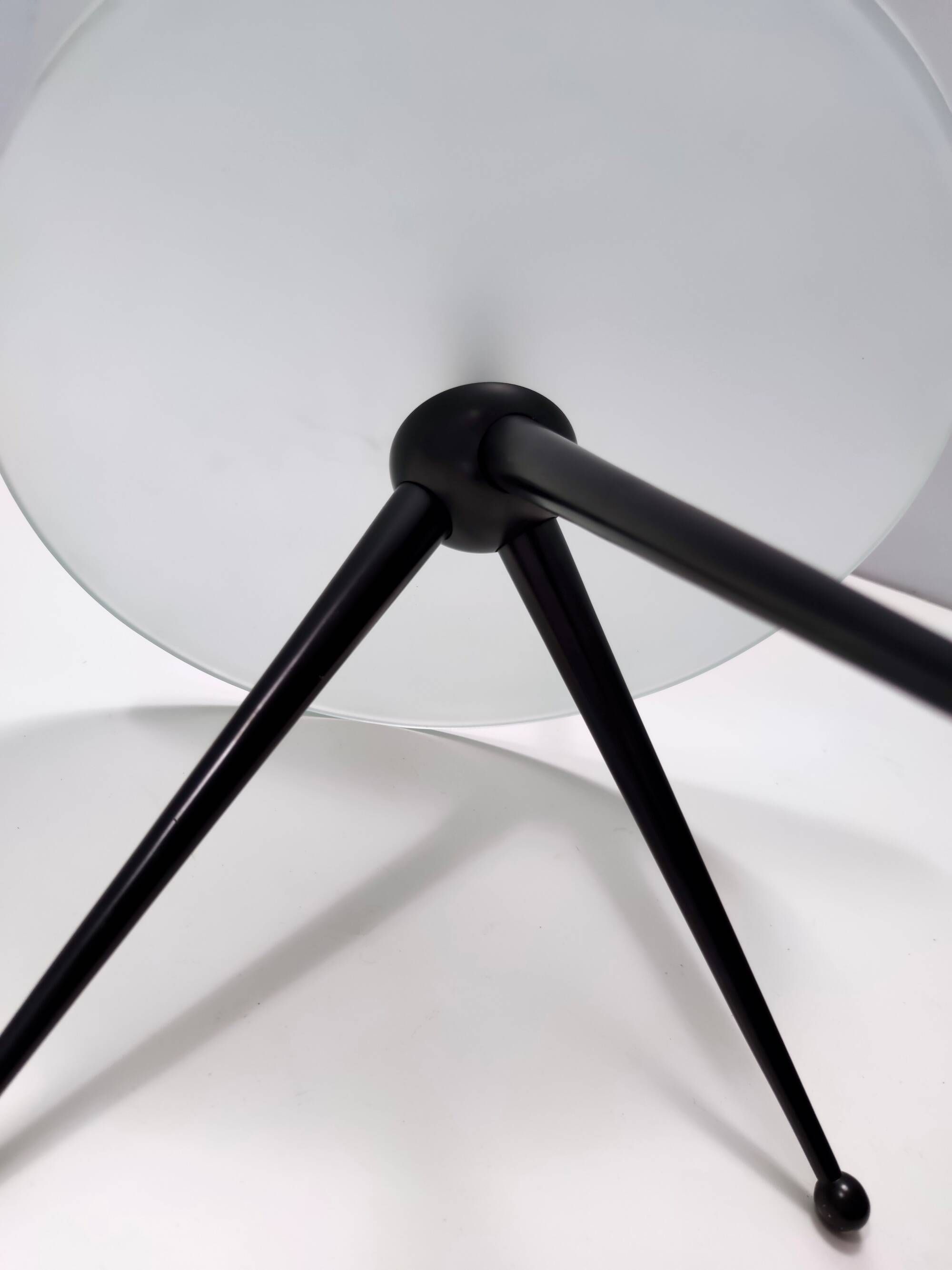 Tripod Beech and Glass Side Table in the Style of Cesare Lacca, Italy, 1980