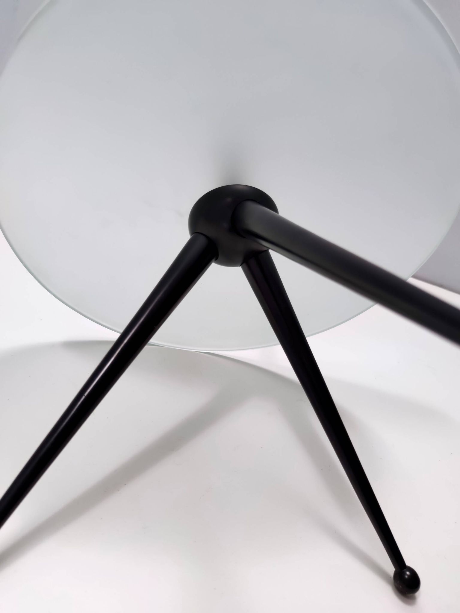 Tripod Beech and Glass Side Table in the Style of Cesare Lacca, Italy, 1980