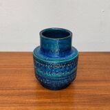 Italian blue ceramic vase Rimini by Aldo Londi for Bitossi, 1960s.