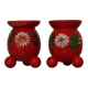 Pair of Swedish Dala Ball Candle holders
