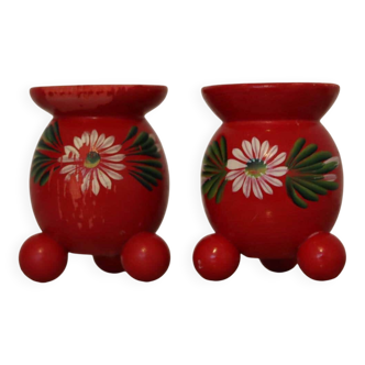 Pair of Swedish Dala Ball Candle holders