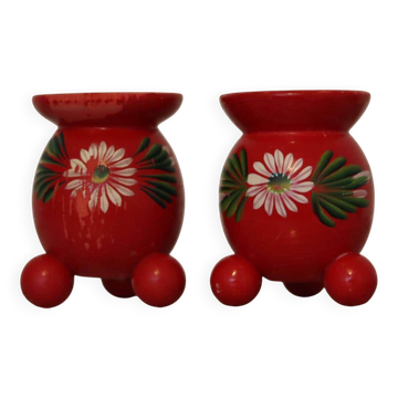 Pair of Swedish Dala Ball Candle holders