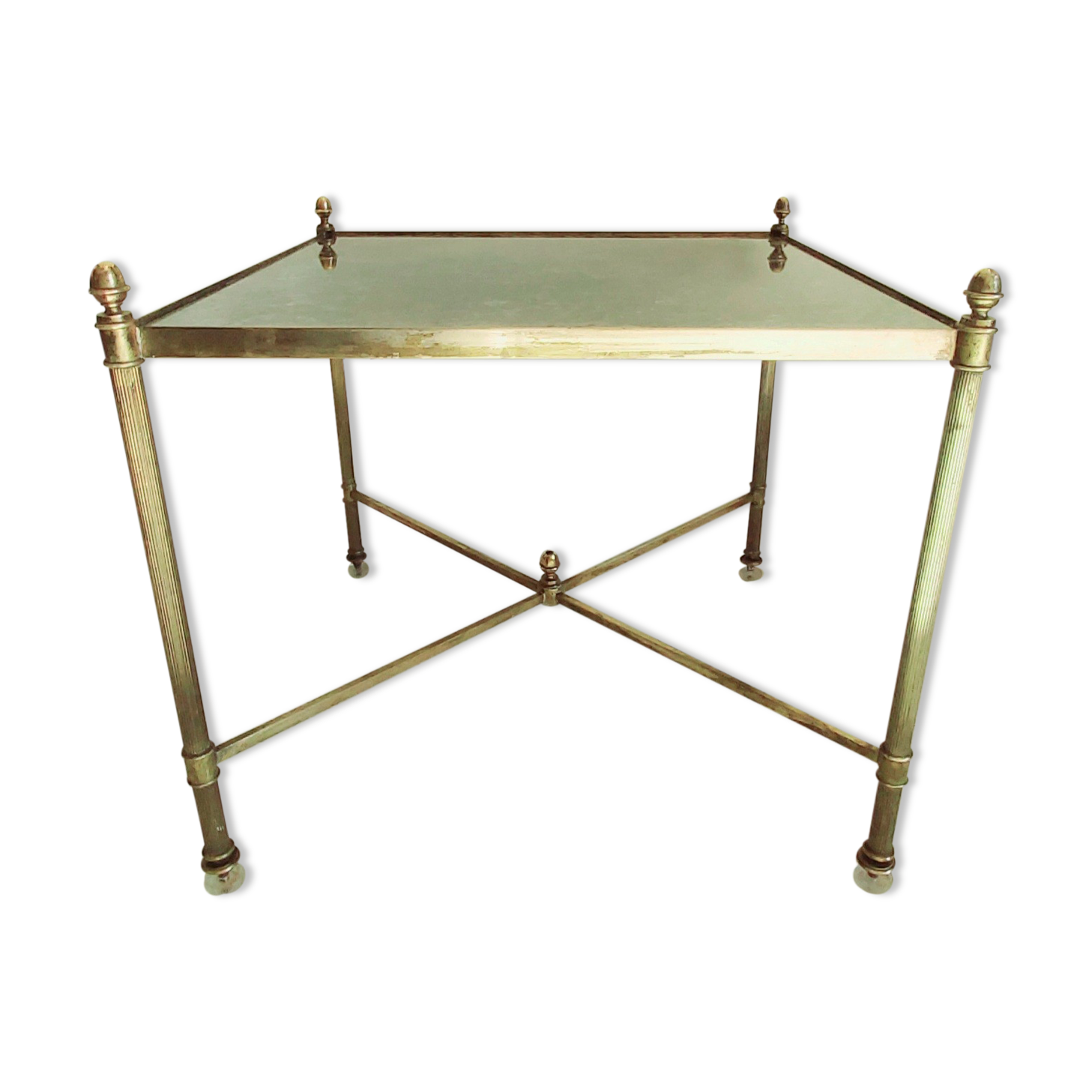 Table basse néoclassique 1960 laiton doré