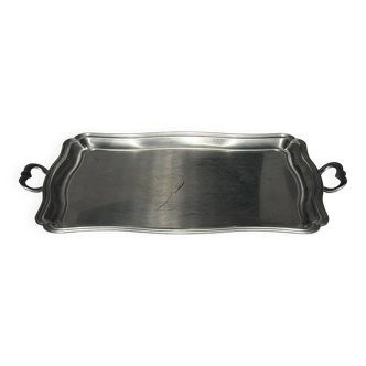 Guy Degrenne silver stainless steel serving tray with an eventful shape