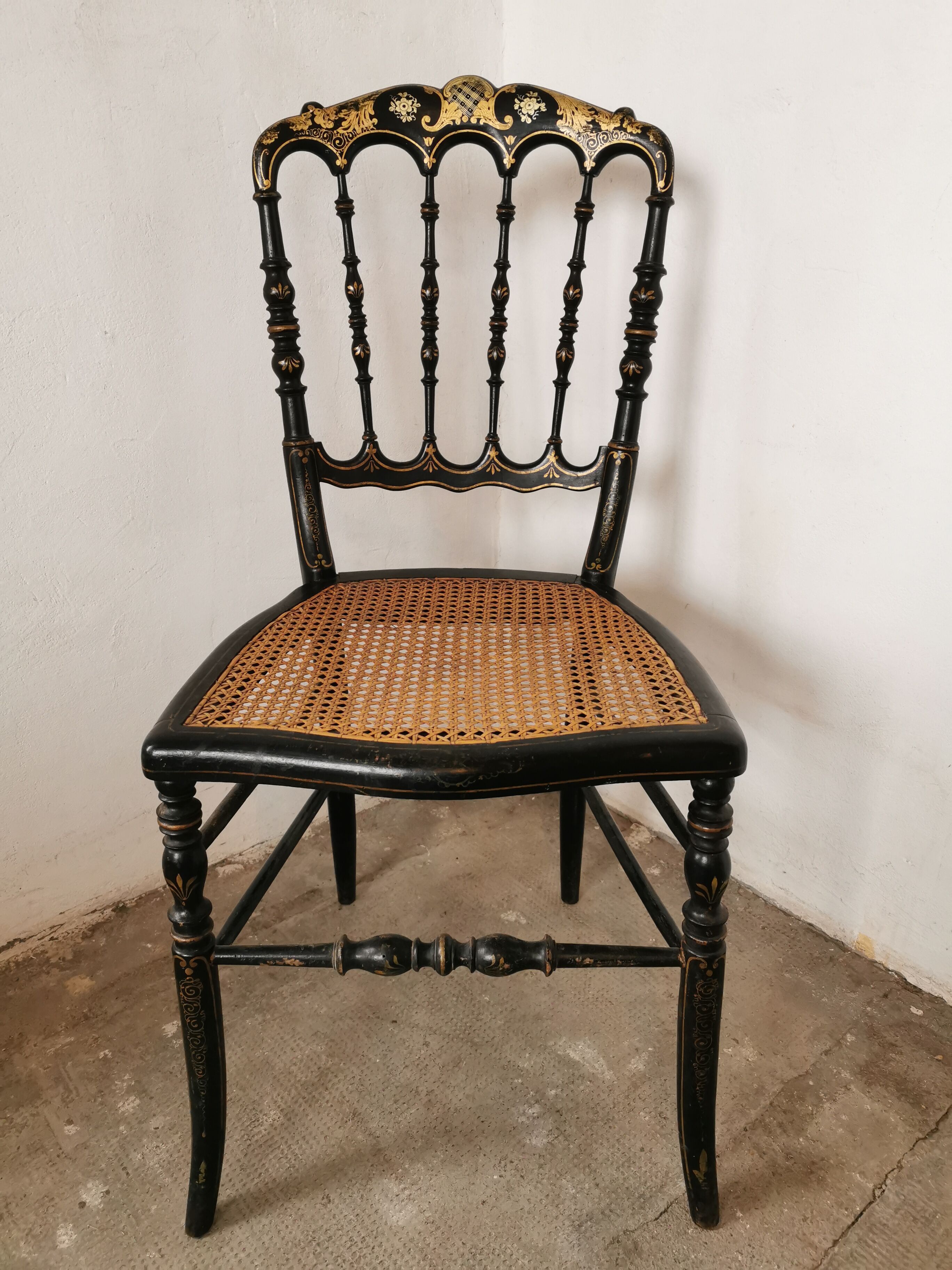 Black chair Napoleon III year, with gilding