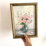 Framed flower bouquet painting