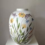 Ceramic vase with hand-painted wildflowers by Lars Thorén for Rörstrand, 1960s