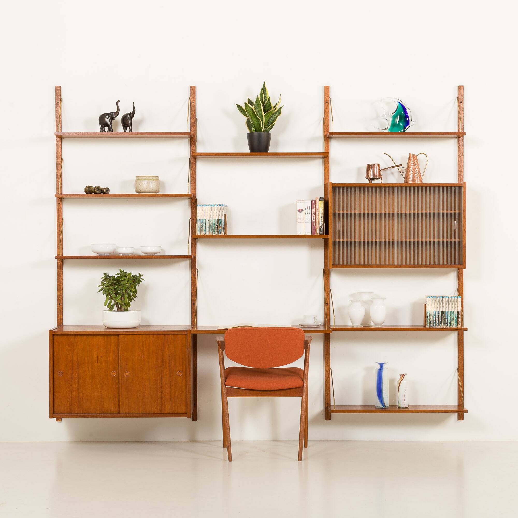 Preben Sorensen PS System teak wall unit, Randers, Denmark, 1960s