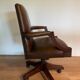 vintage norvégien Chaise de bureau pivotante en cuir Ring Mekanikk