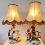 Pair Italian porcelain table lamps by Capodimonte
