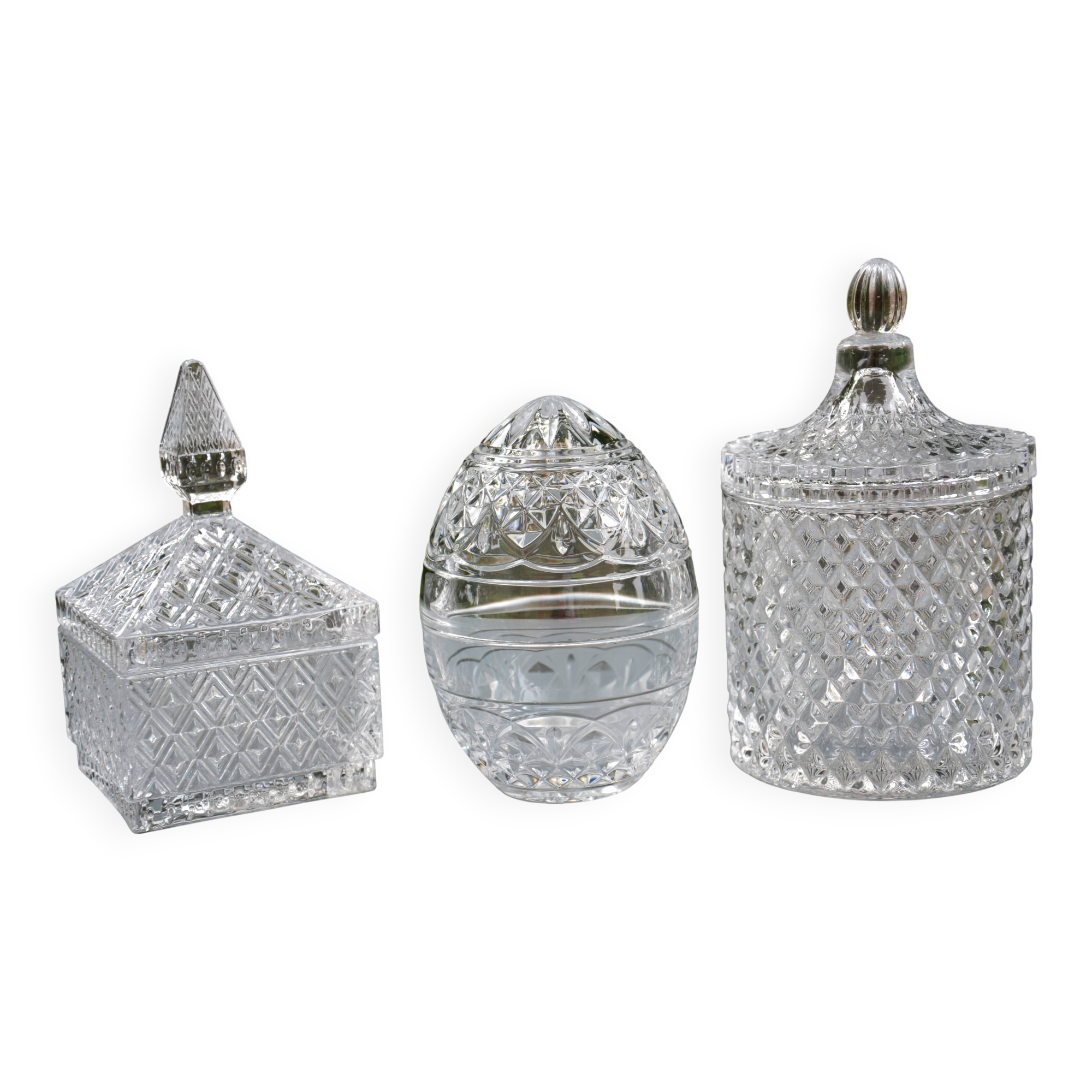 Set of glass candy jars/boxes