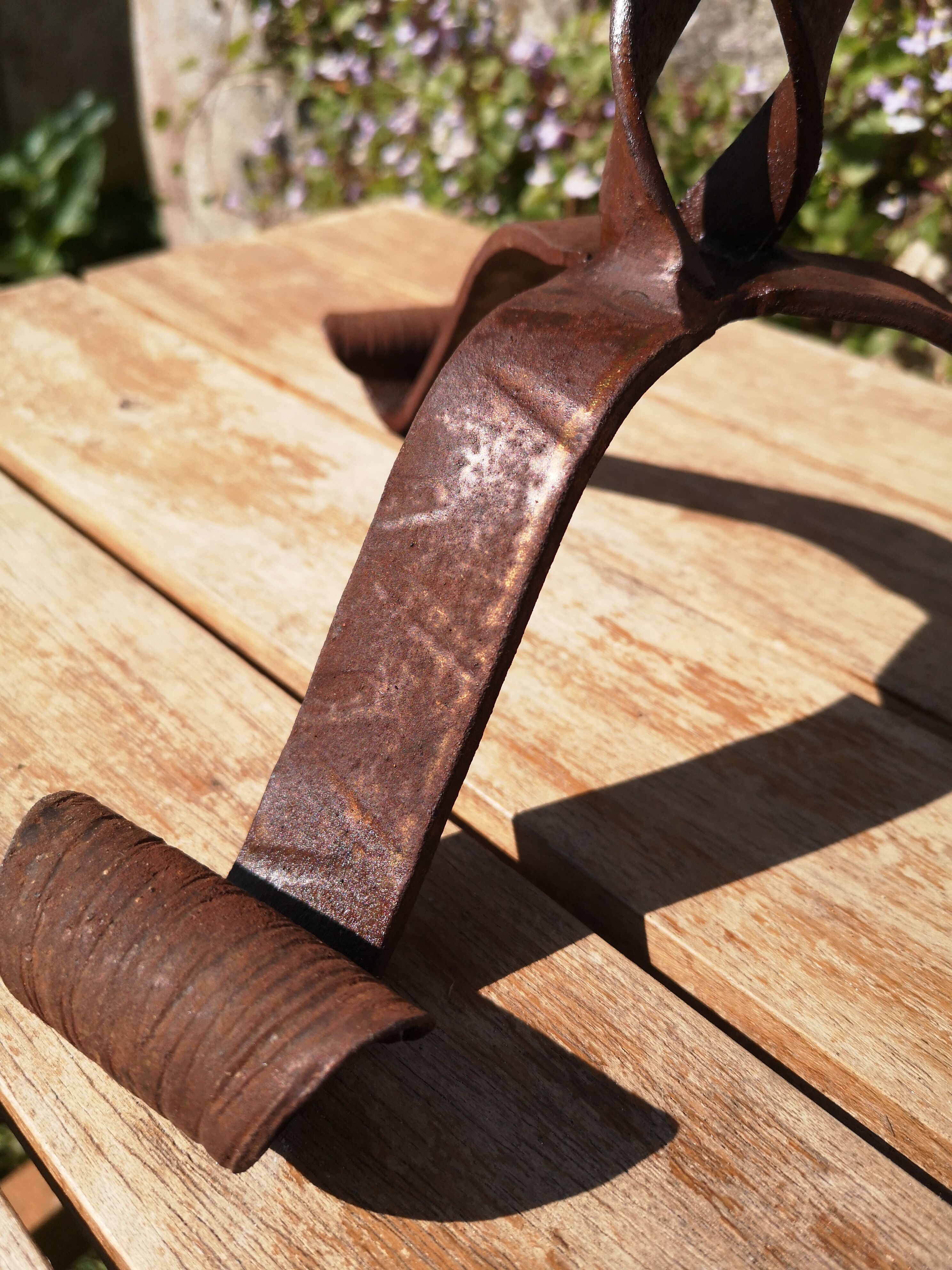 Brutalist wrought iron candle holder