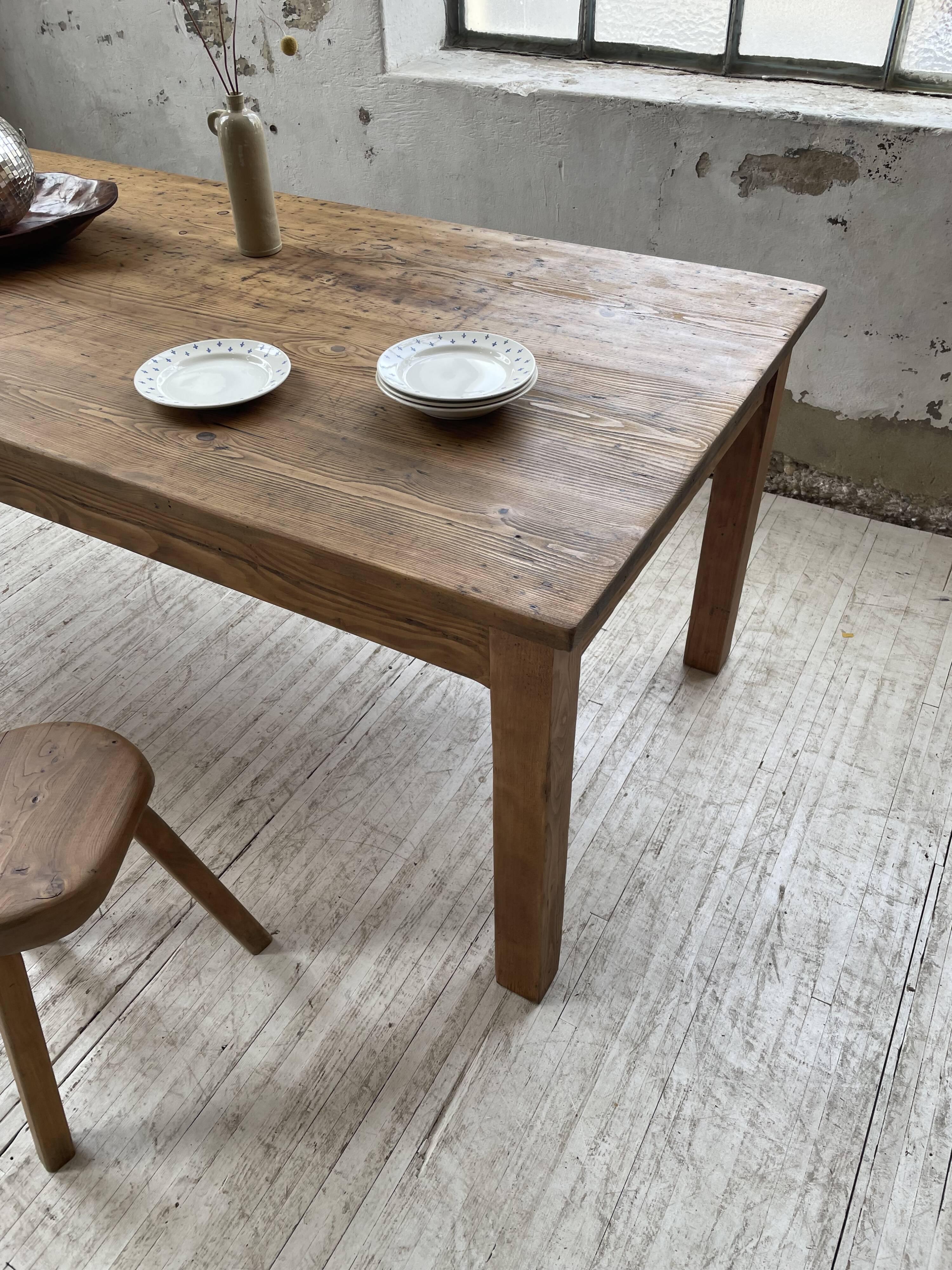 Farmhouse table in elm and pine 2m