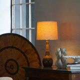 Art Nouveau table lamp in coloured terracotta by L. Hjorth, Bornholm, 1930s.