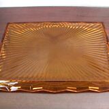 Amber yellow moulded glass tray