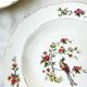 7 assiettes creuses en porcelaine française céranord modèle "regence" motif oiseau de paradis