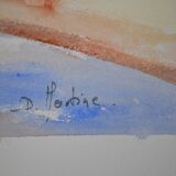 Ecole Française XXème siècle - D Martine - Vue d'une rue de village , Aquarelle