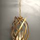 Large Italian Foliage Cage Chandelier - 1960s Art Crafts - Gold Metal