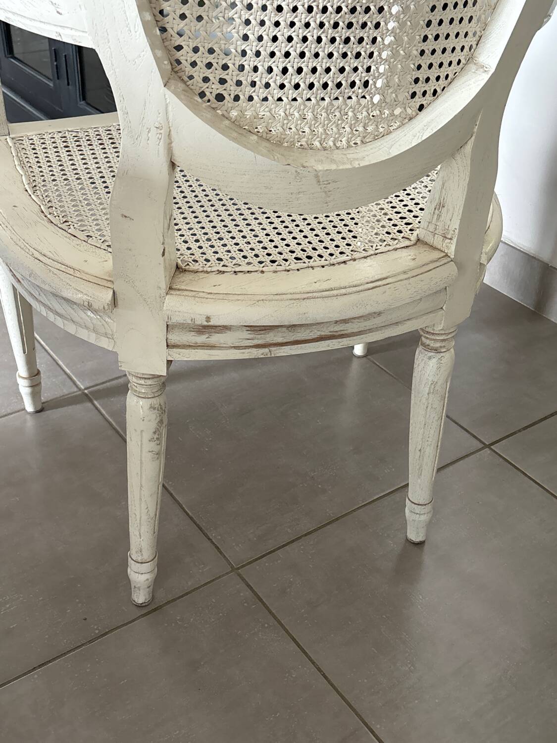 Caned medallion armchair