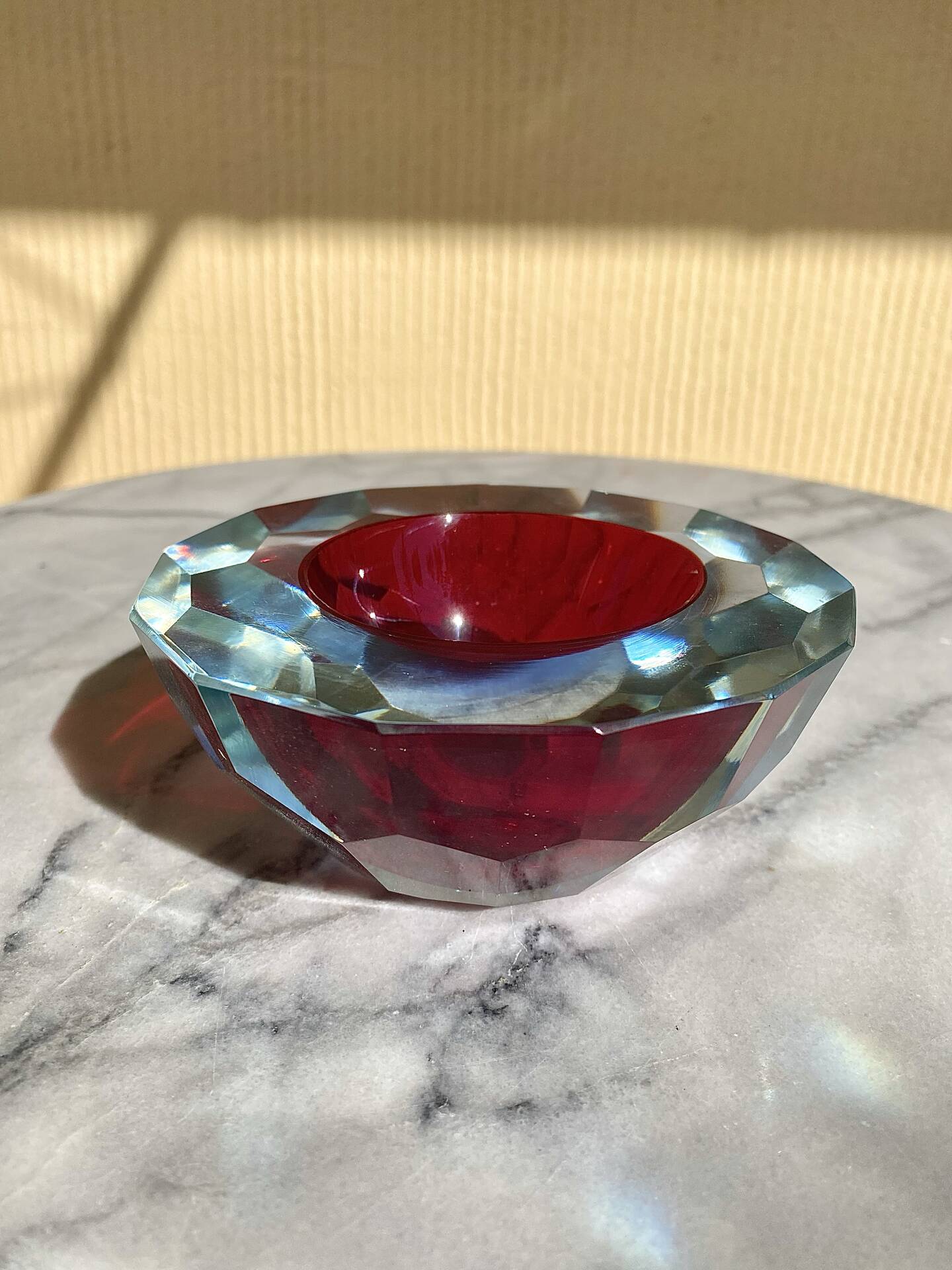 Murano glass geode faceted bowl
